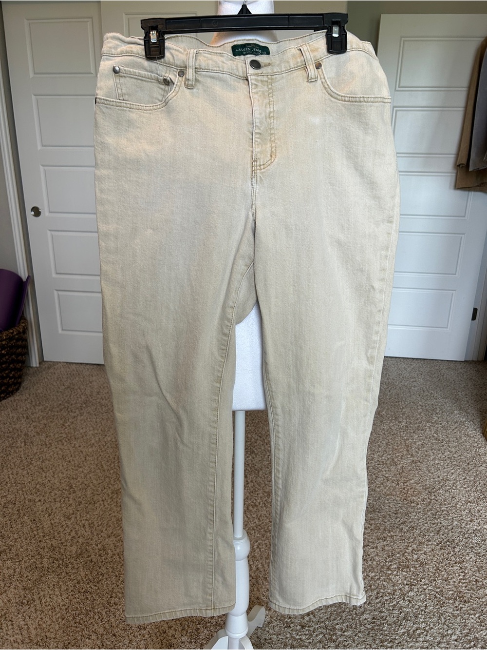 LAUREN RALPH LAUREN Women’s Classic Straight Khaki Tan Denim Jeans Size 14